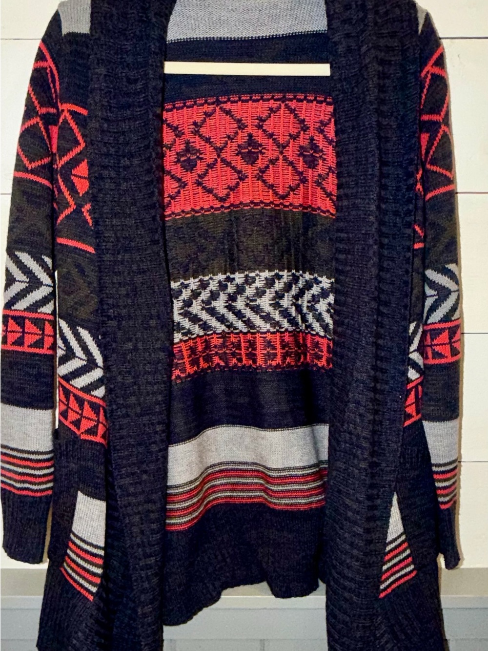 I Joah Southwestern Aztec Open Front Cardigan Sweater Size S